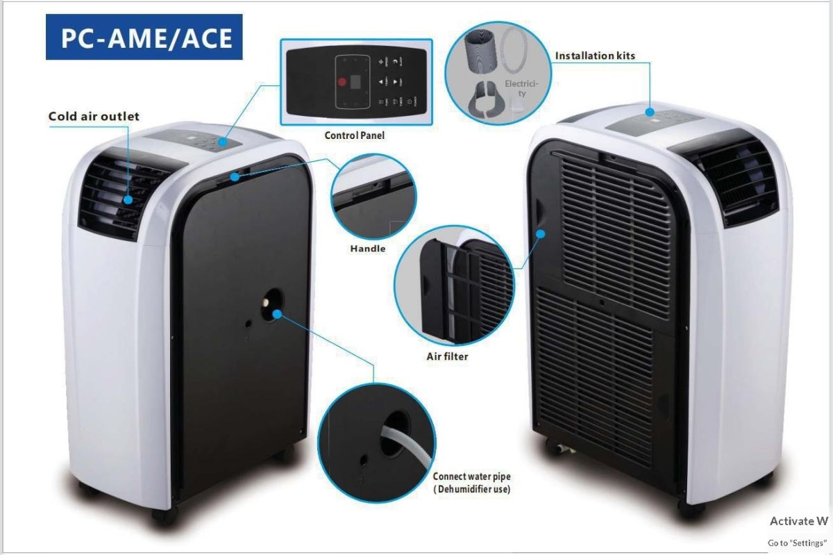 12000BTU Dual-Pipe Portable Air Conditioner, No Outdoor Unit, Cooling