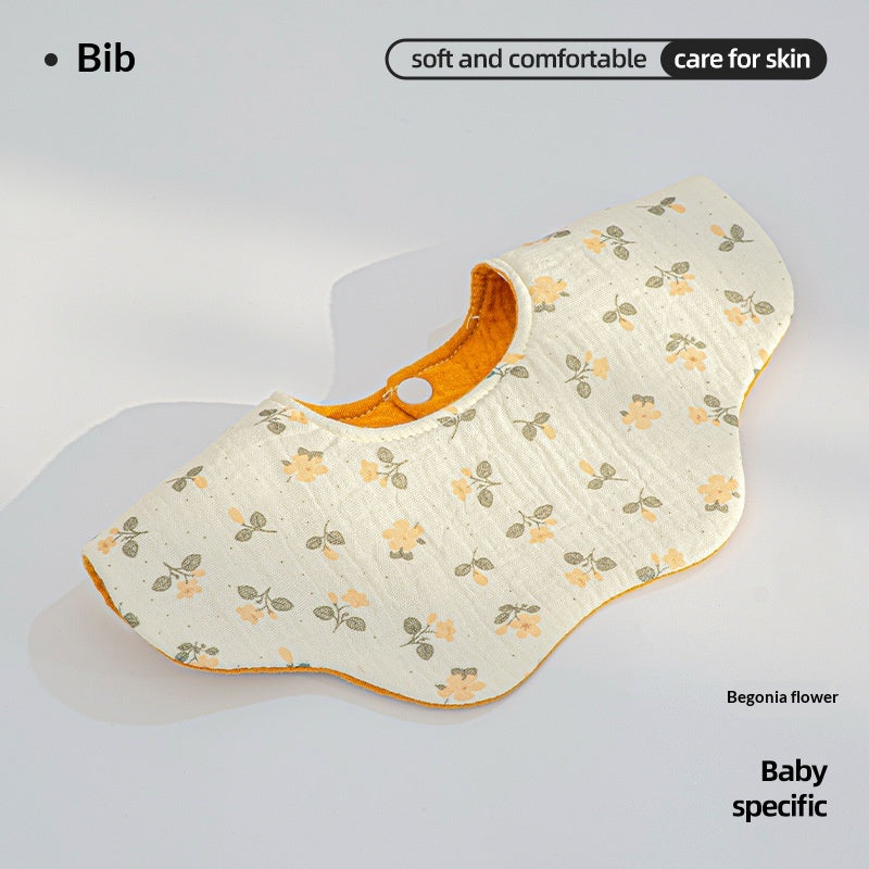 Cotton Highly Absorbent Leak-proof For Feeding Babies And Toddlers Petal-shaped Bib