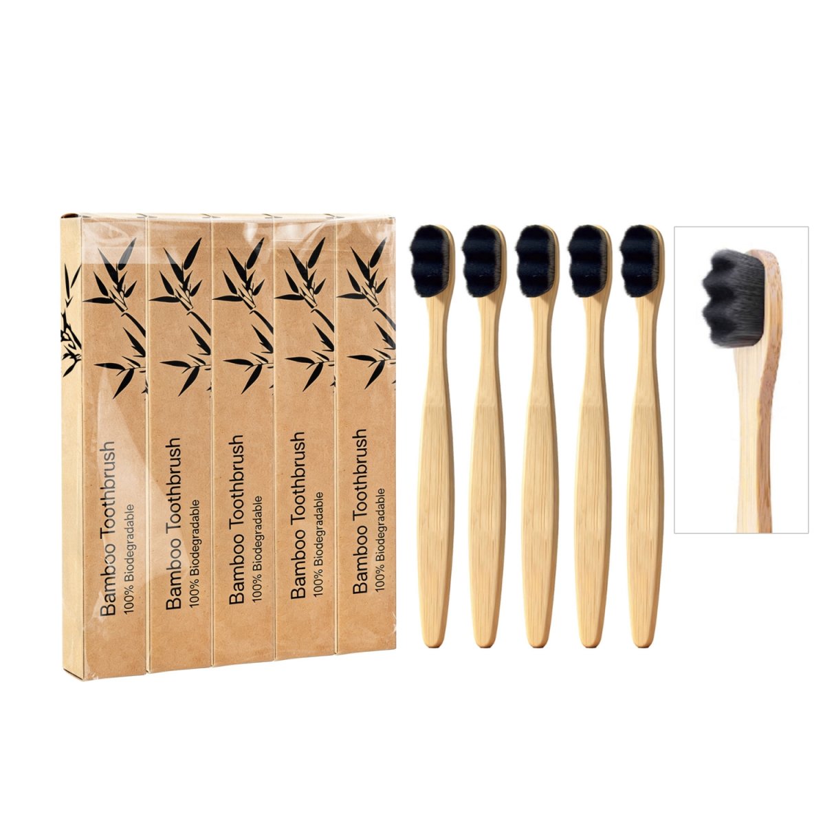 Ten Thousand Hair Flat Bamboo Toothbrush