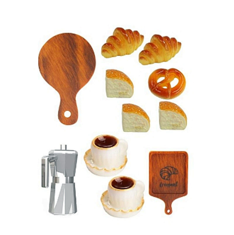 Dollhouse Miniature Food Play Bread Breakfast Coffee Set OB11 Model Photography Props And Scene Setting