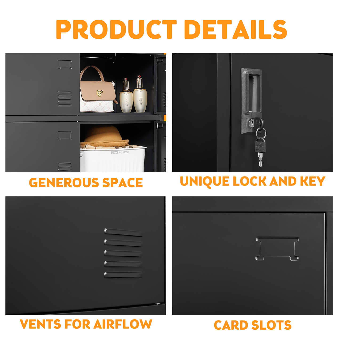 9-Door Employee Storage Locker, Metal Lockers For Office, Gym, School, And Homewith Card Slot  Black