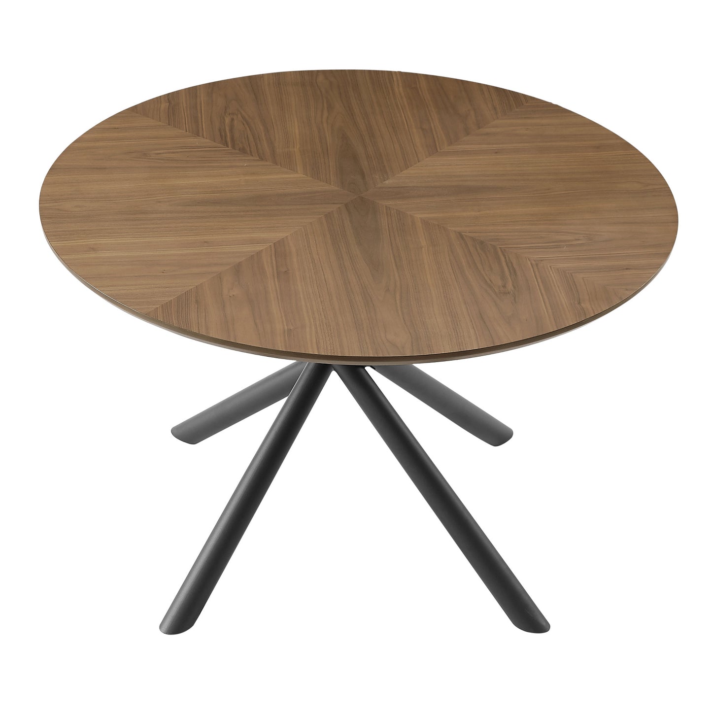 53.14   Round MDF Coffee Table End Table Short Leisure Tea Table Cross Legs Metal Base, Easy To Assemble,Walnut.