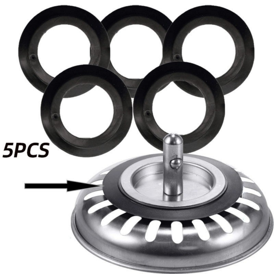 Under-sink Sealing Gasket, Rubber Basket Strainer Gasket, Umbrella Seal, Round Gasket, 5 Pieces
