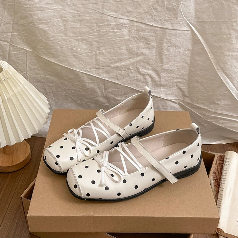 2026 Spring New Women's French Bow Low-Cut Platform Mary Janes, Hidden Lift Soft Sole Flats For Matching Dresses