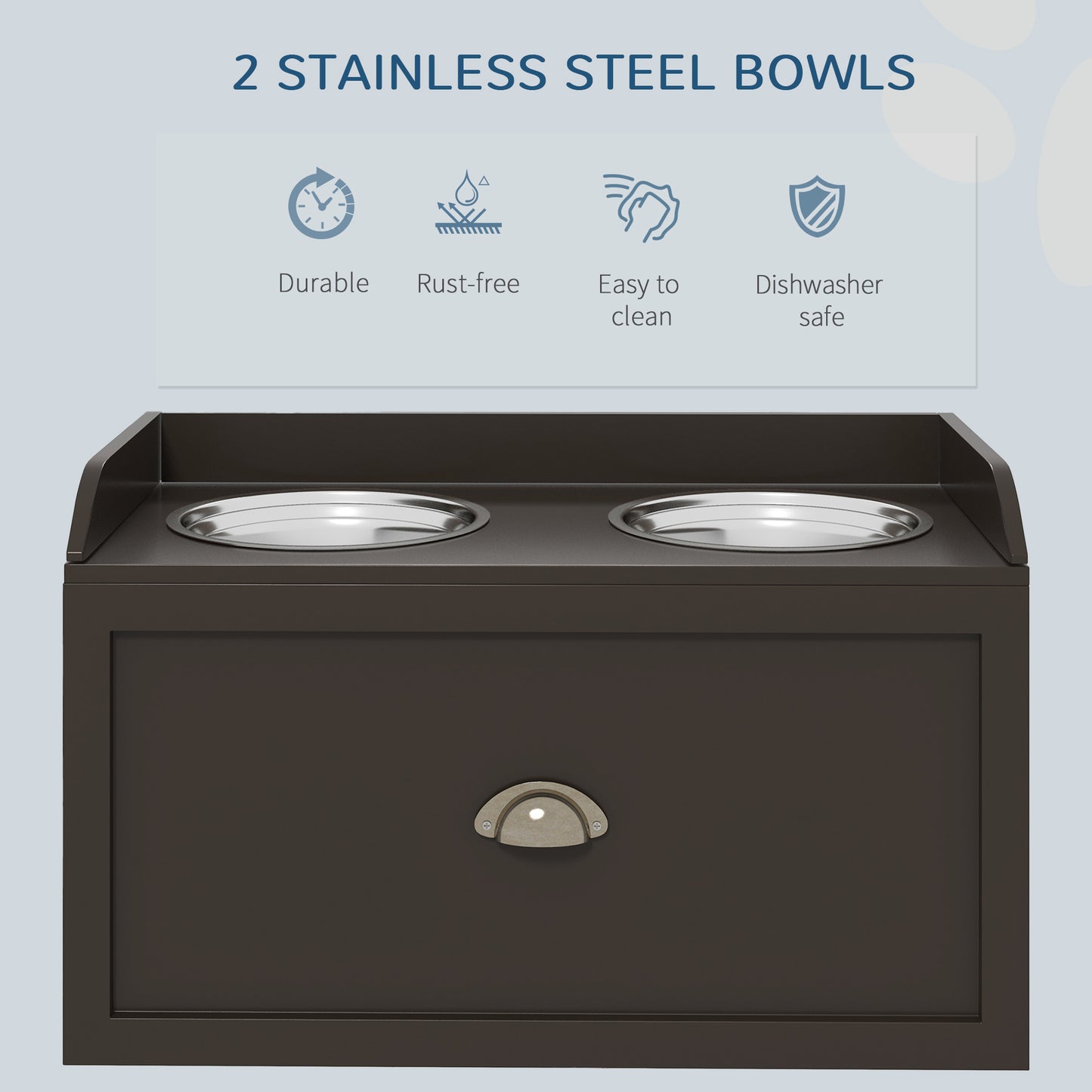 Pet Feeding Station Pet Dish Bowl Set with Storage, 2 Elevated Dog Bowls for Large Sized Dogs, Coffee