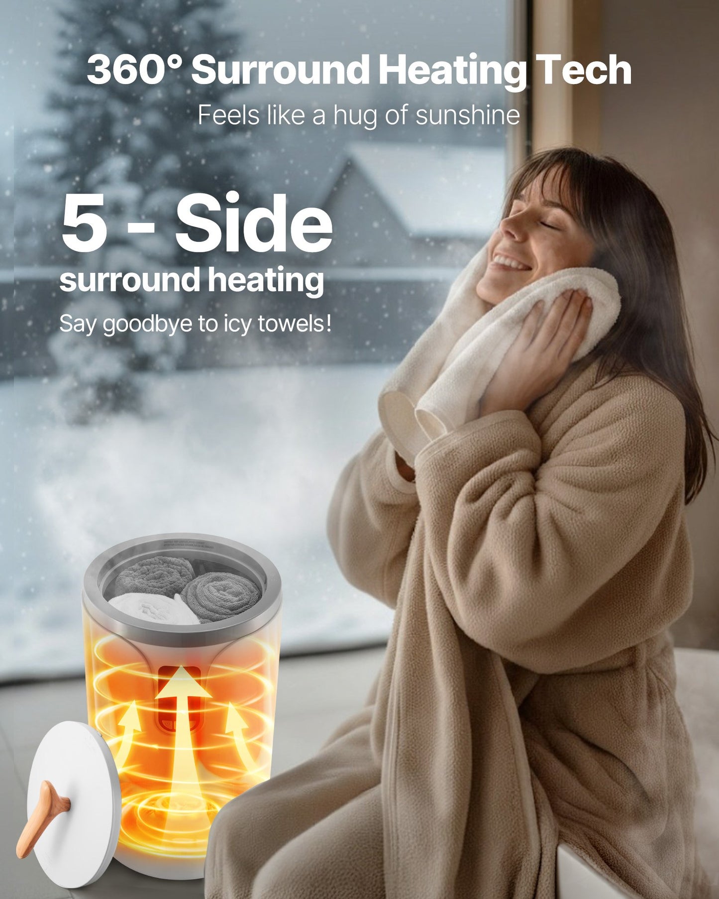 Towel Warmers For Bathroom, Towel Warmer Bucket With 24H Delay Timer & Child Lock & Auto Shut Off For Spa Fits Up To 3 Oversized Bath Towels, Blankets, Clothes, Bathrobes, PJ's And More