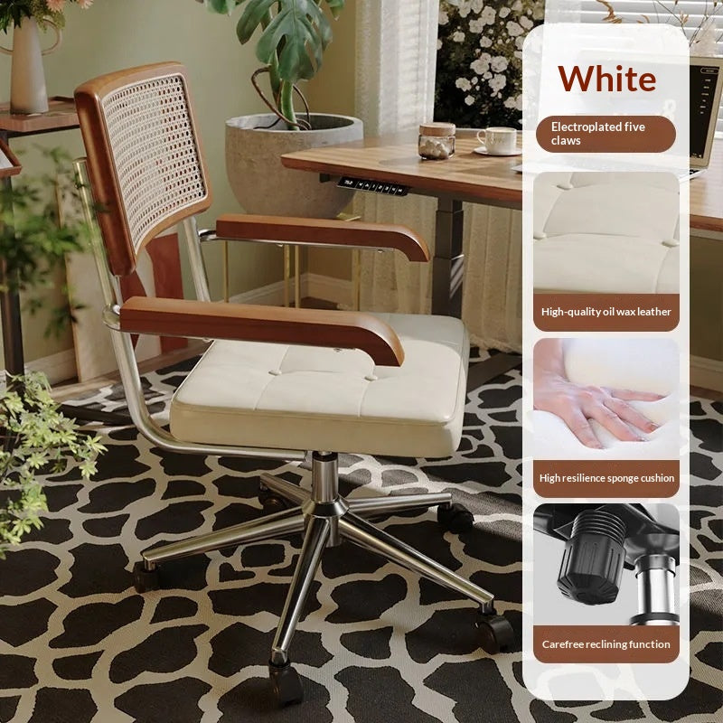 Retro-style Home Office Computer Chair Made From Imitation Rattan
