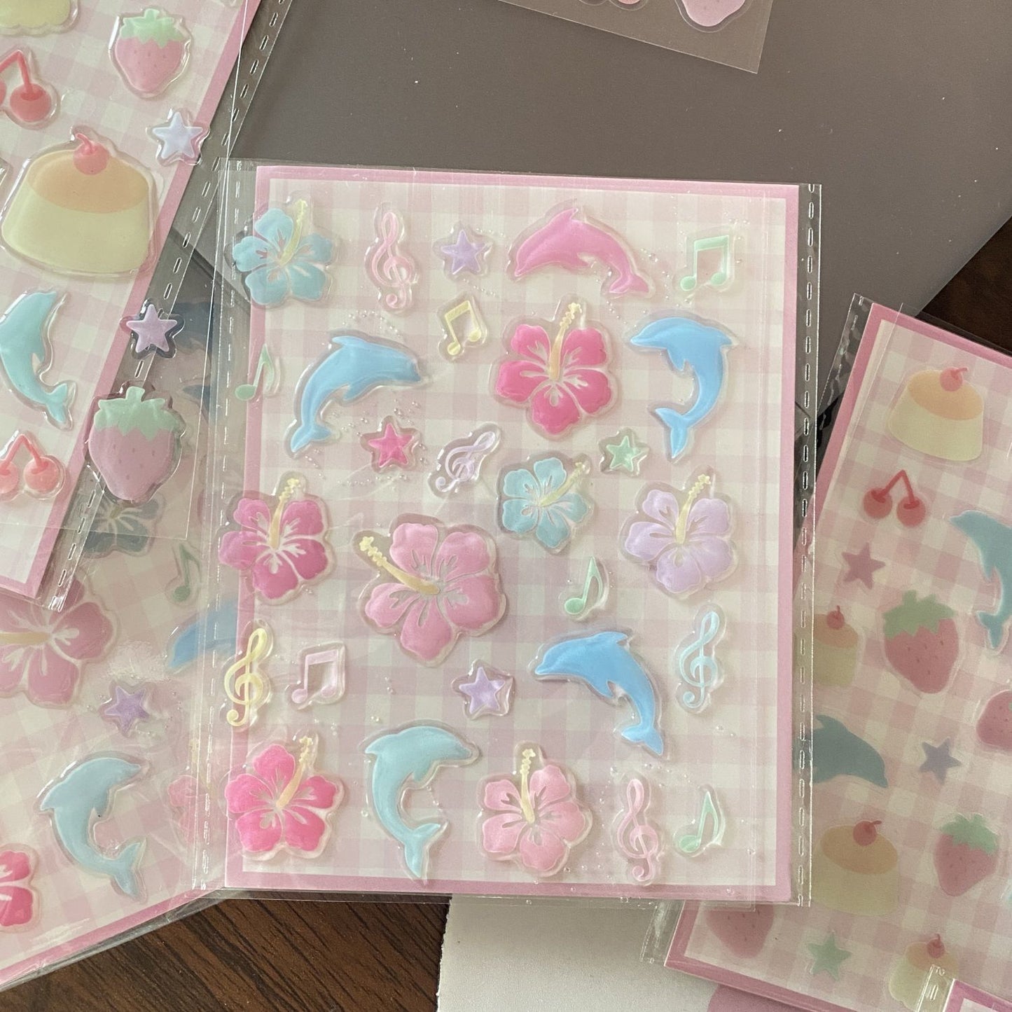 Cute Korean-style Dolphin Hibiscus Jelly Stickers