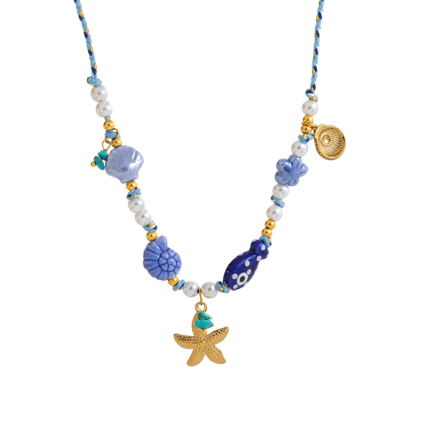 New Starfish Pendant And Small Fish Necklace