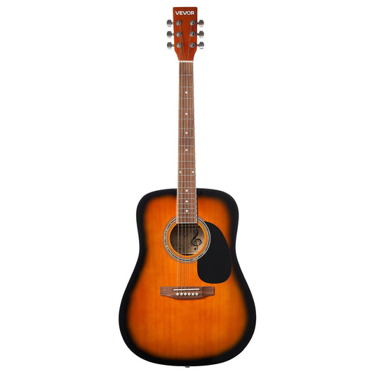 Dreadnought Acoustic Guitar, 41 In, 6-String Sunburst Solid Spruce Top Guitar, Beginner Bundle With Gig Bag, Tuner, Strap, Strings, Picks, Capo, Rosewood Fingerboard, For Adult Taller Player