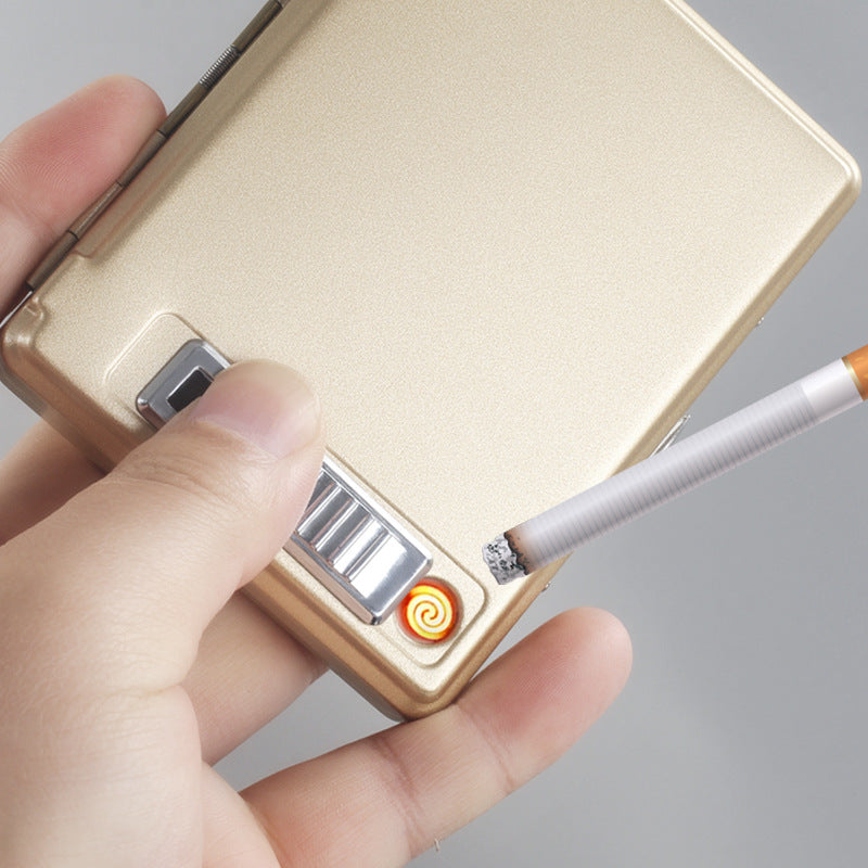 Classic Flip Charging Cigarette Case Lighter Integrated Windproof Cigarette Lighter