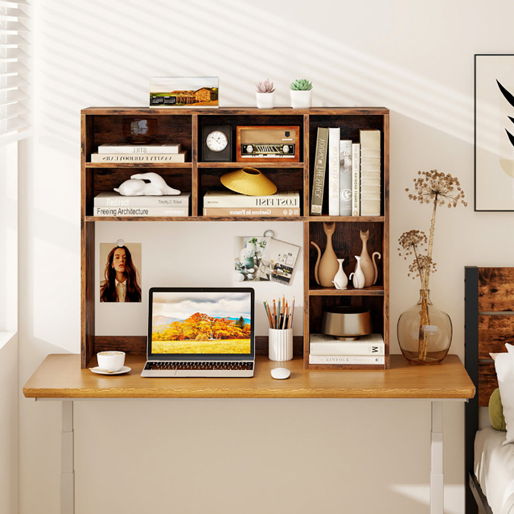 Desktop Bookshelf With 7 Open Cubbies And 3 Adjustable Shelves 2 Anti-toppling Kits For Computer Desk, Writing Desk, Vanity Table, Coffee Bar