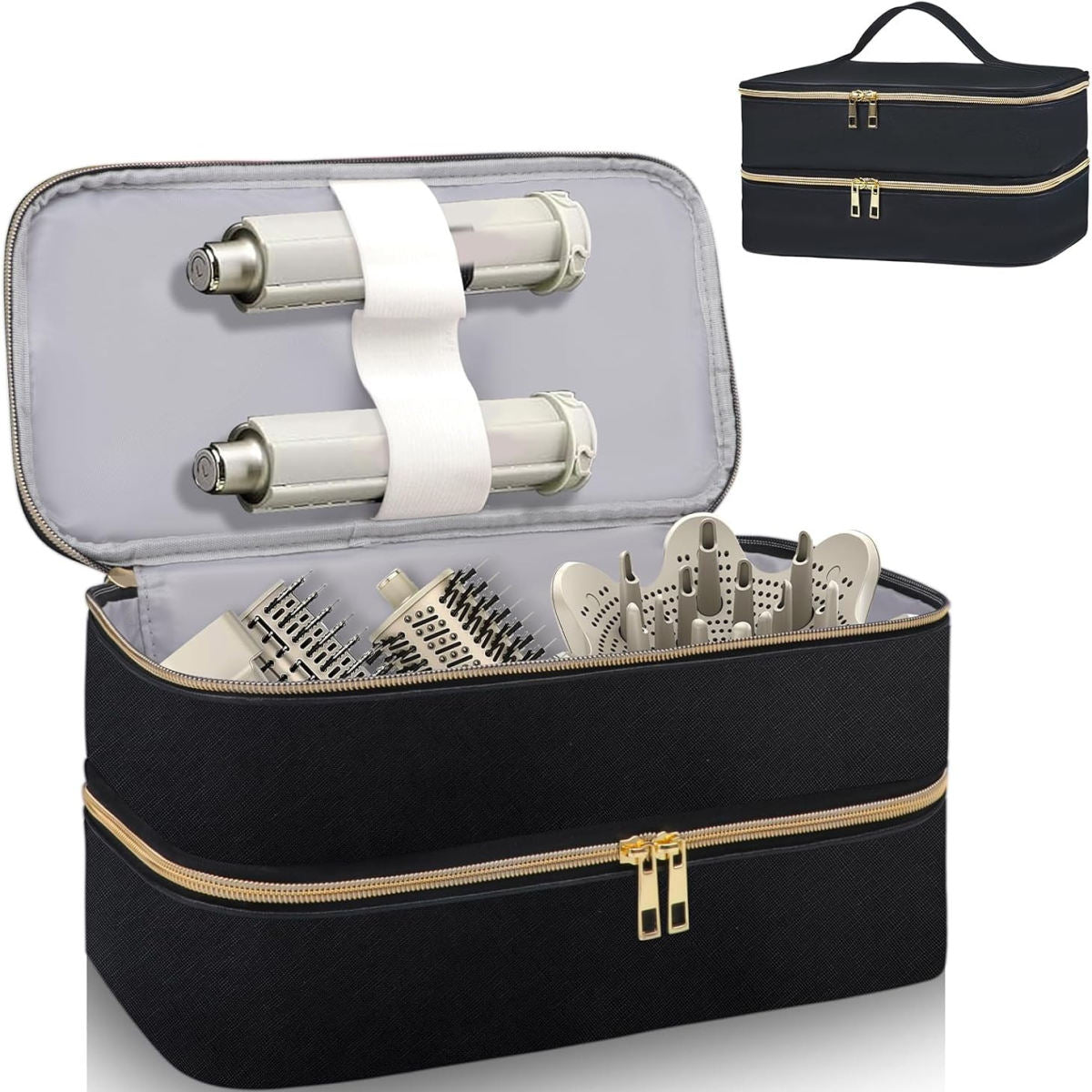 Double-layer Portable Storage Bag For Hair Blowers And Curling Irons