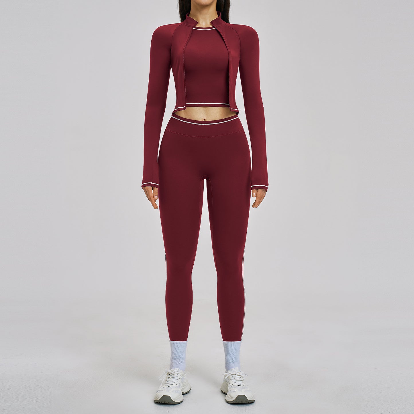Slimming Shock-absorbing Athletic Outdoor Running And Fitness Three-piece Set