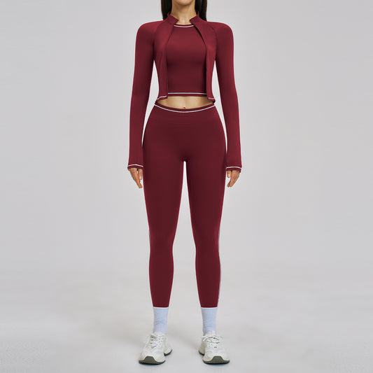 Slimming Shock-absorbing Athletic Outdoor Running And Fitness Three-piece Set