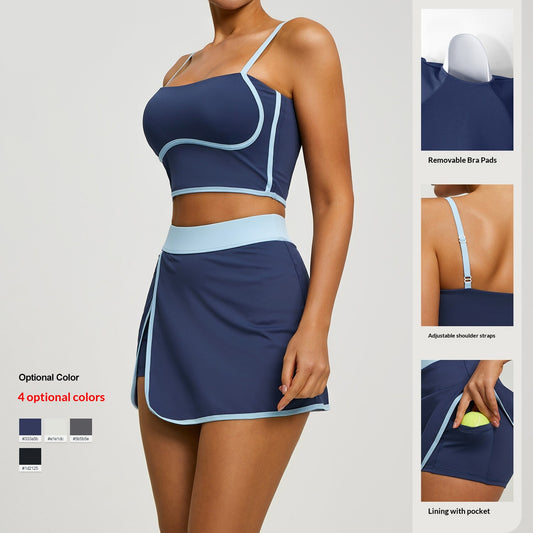Summer Linear Sports Outfit, Anti-Chafing Activewear For Outdoor Running, Fitness And Yoga