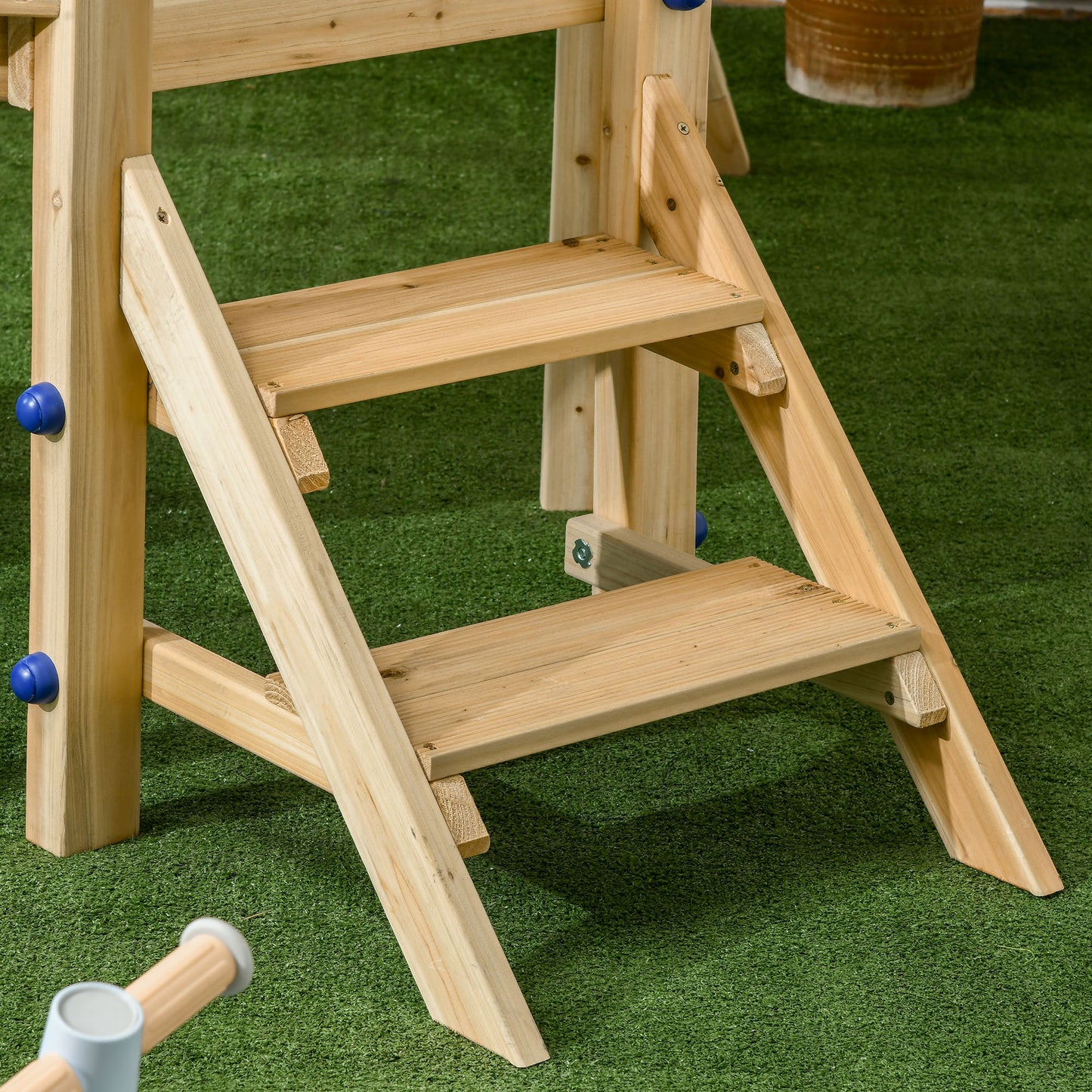 Swing Set for Backyard, Wooden Toddler Outdoor Playset with Baby Swing Seat, Kids Slide, Fort, Playground Equipment with Captains Wheel, Telescope for Ages 1.5-4, Natural