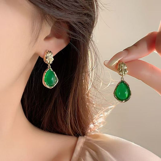 Korean Style Simple Elegant Teardrop Earrings For Women, Light Luxury High-End Irregular Minimalist Dangle Drop Ear Jewelry
