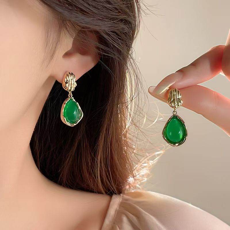 Korean Style Simple Elegant Teardrop Earrings For Women, Light Luxury High-End Irregular Minimalist Dangle Drop Ear Jewelry