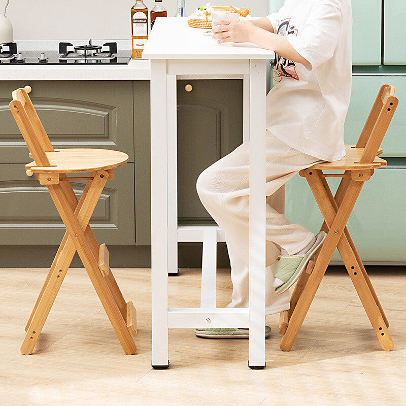 Bamboo Bar Stools Kitchen Breakfast Bar Seat Barstool Foldable Dining Chair
