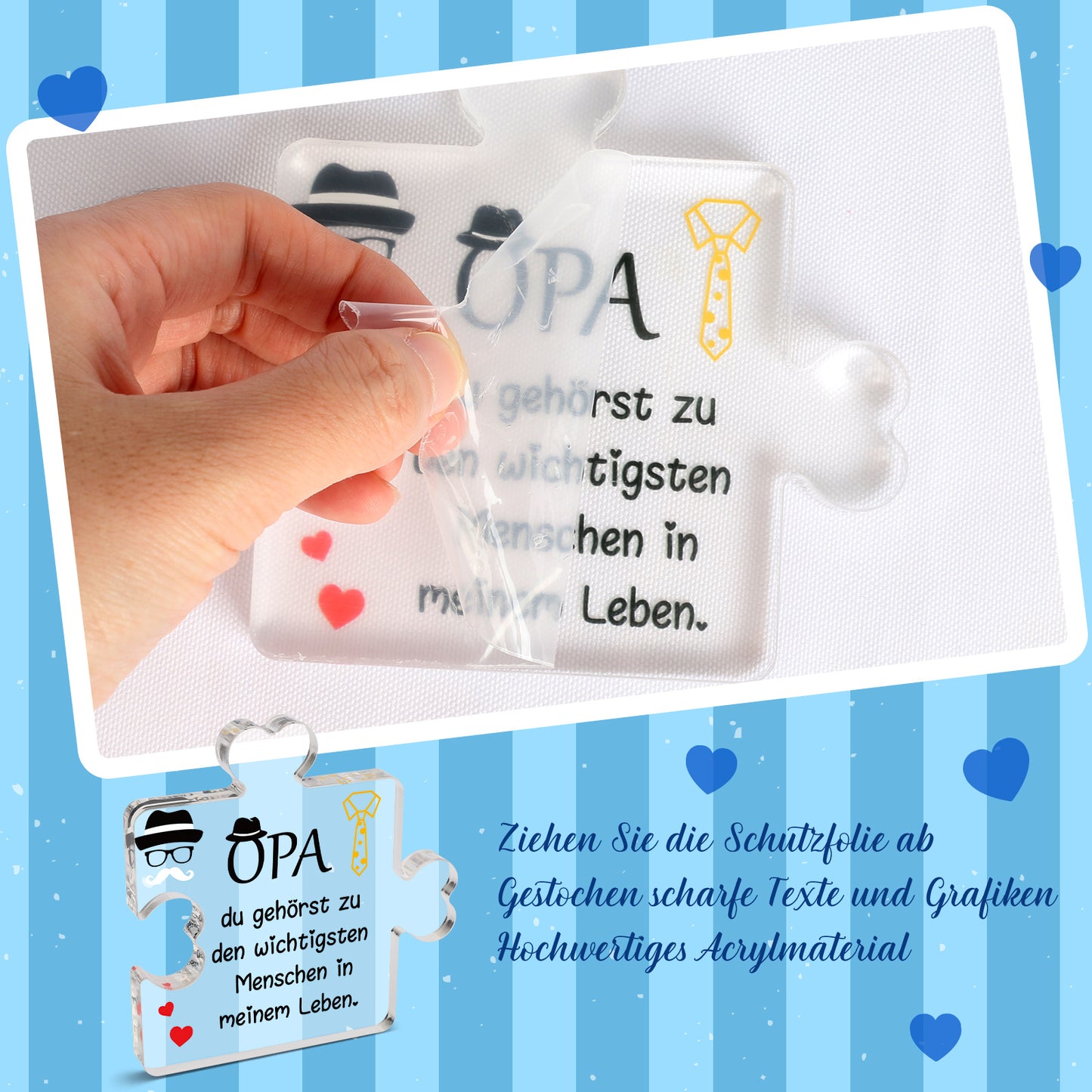 Acrylic Block Puzzle—Modern Decorative Piece As A Special Father’s Day Gift For Grandpa—Party Decorations