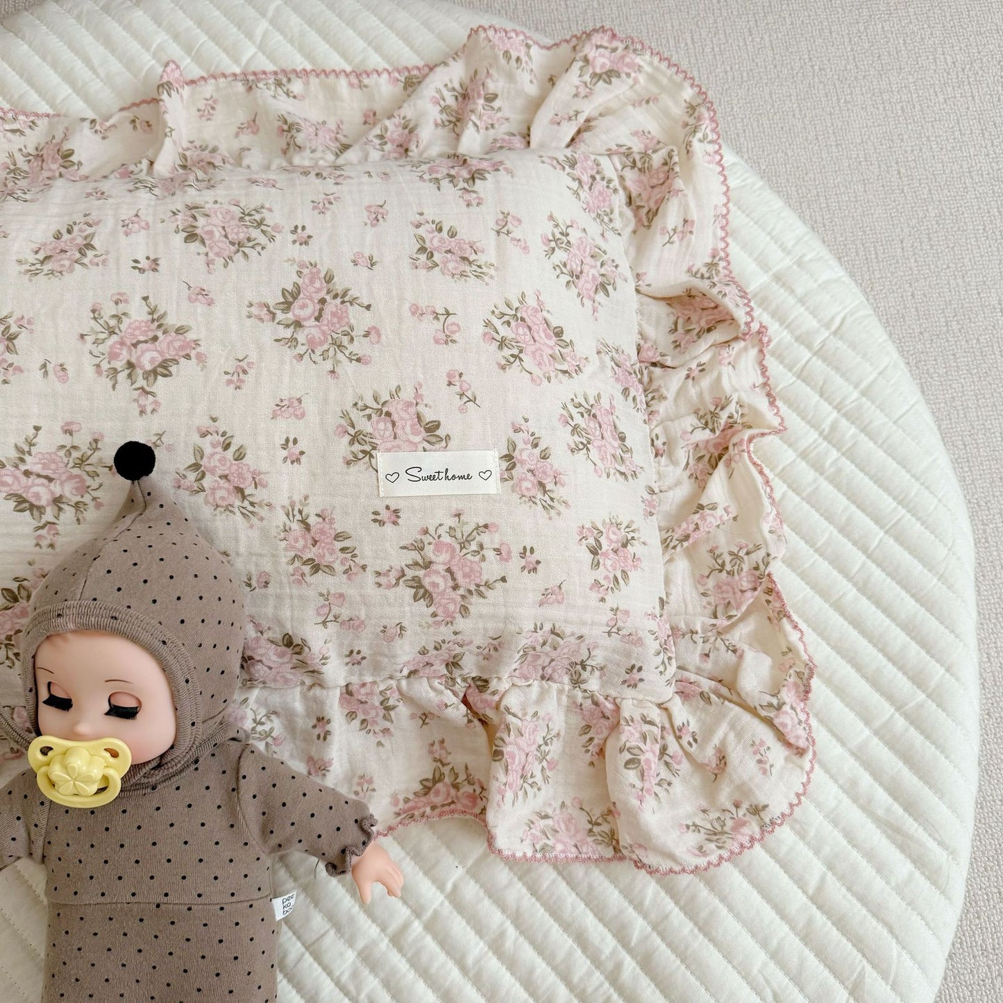 Korean-style Floral Cotton Gauze Pillowcase