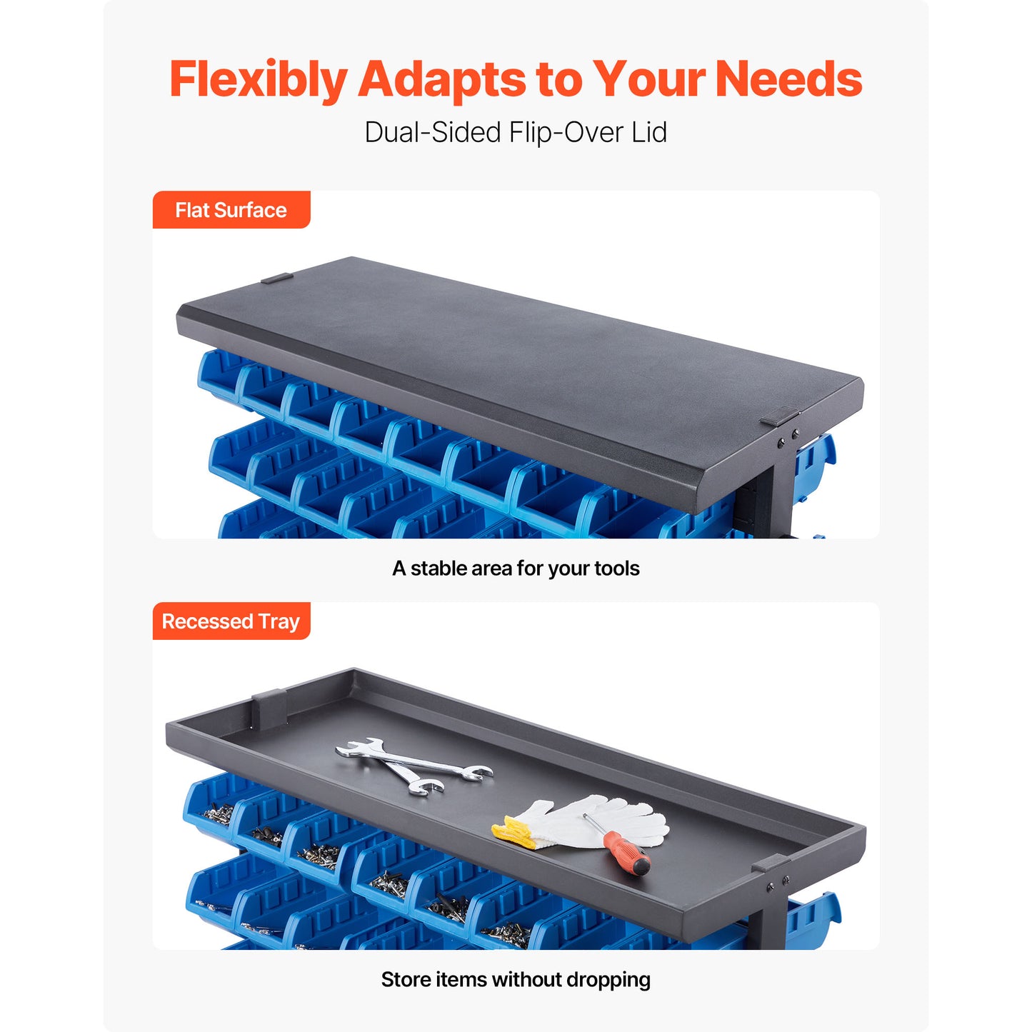 7-Tier Double-Sided Rolling Bin Storage Rack, 94 Plastic Bins, Dual-Sided Parts Organizer With Wheels, Mobile Tool Organizer For Garage, Warehouse, Office, Restaurant, Classroom, Kitchen
