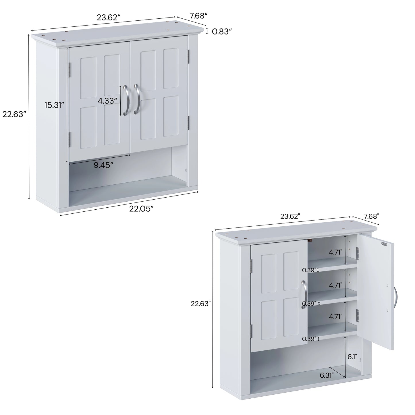 Bathroom Wall Storage Cabinet, Multi -functional Wall Mounted Cabinet With Adjustable Shelves, Medicine Cabinet For Laundry Room & Kitchen & Living Room, White