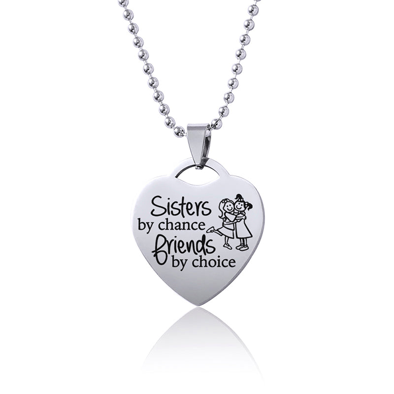 Sisters Heart Pendant Necklace For Women Girls Best Friends