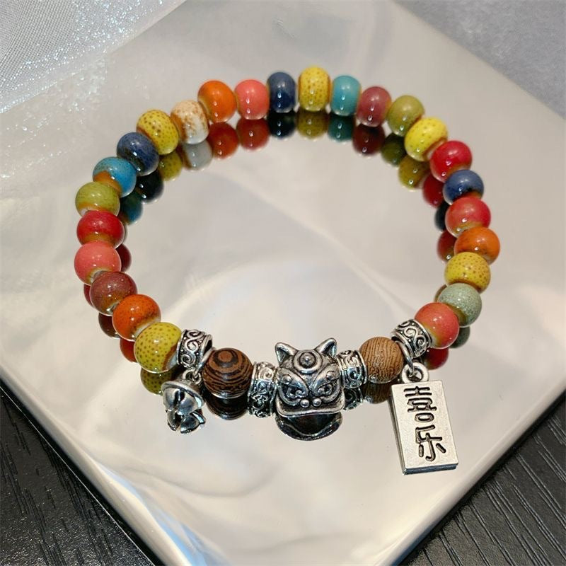 Xiang Koi Glass Bracelet Women's National Fashion Chinese Couple Bracelet Beaded Accessories Ethnic Bracelet
