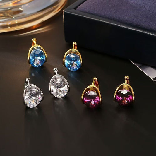 High-End Ultra Sparkling Zircon Crystal Huggie Earrings, Light Luxury Exquisite Fashion Elegant Earrings, Niche Designed Personalized Ear Jewelry For Women