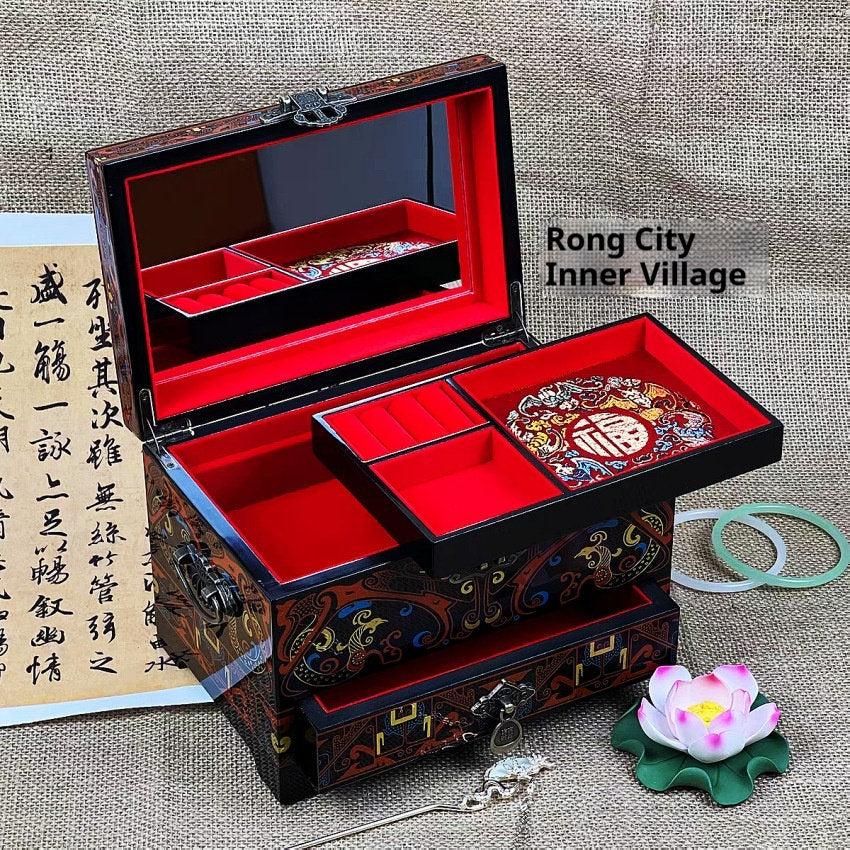 Lacquer Jewelry Square Large Capacity Lacquer Bracelet Storage Box