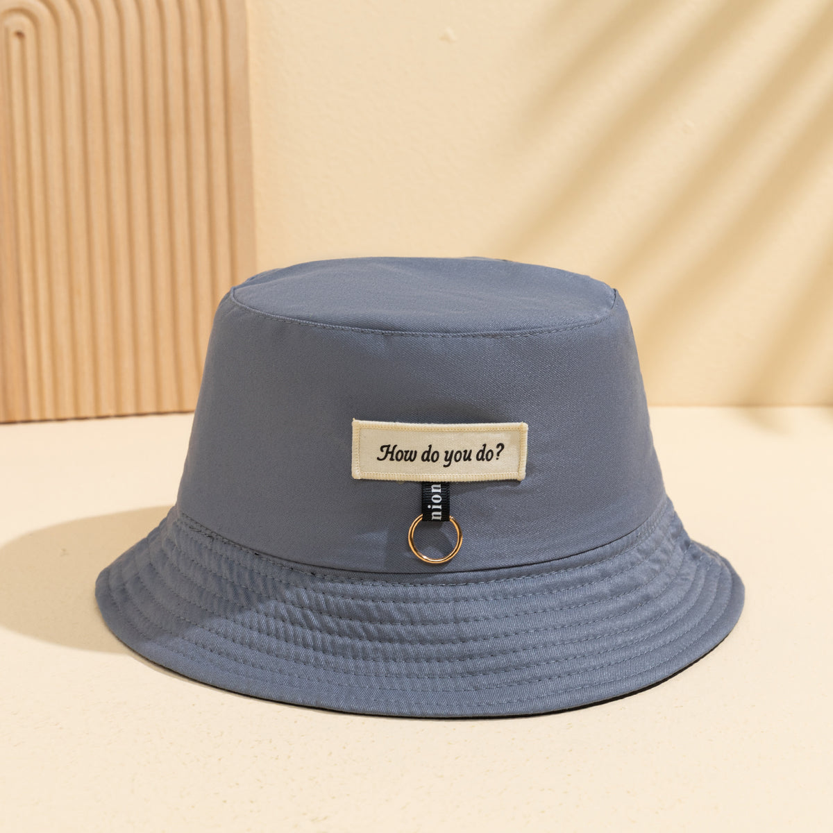 Simple Solid-color Double-sided Fisherman Hat With  Lettering, Unique Metal Ring Bucket Hat Suitable For Summer Outdoor Wear Versatile Casual Hat