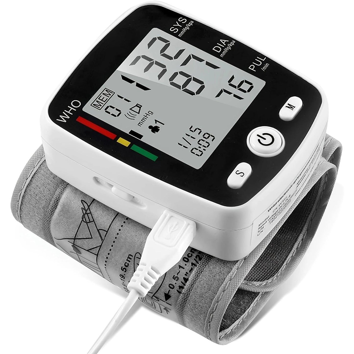Wrist Blood Pressure Monitor With USB Charging  2 X 90-Reading Memory  Cuff Included FDA Certified