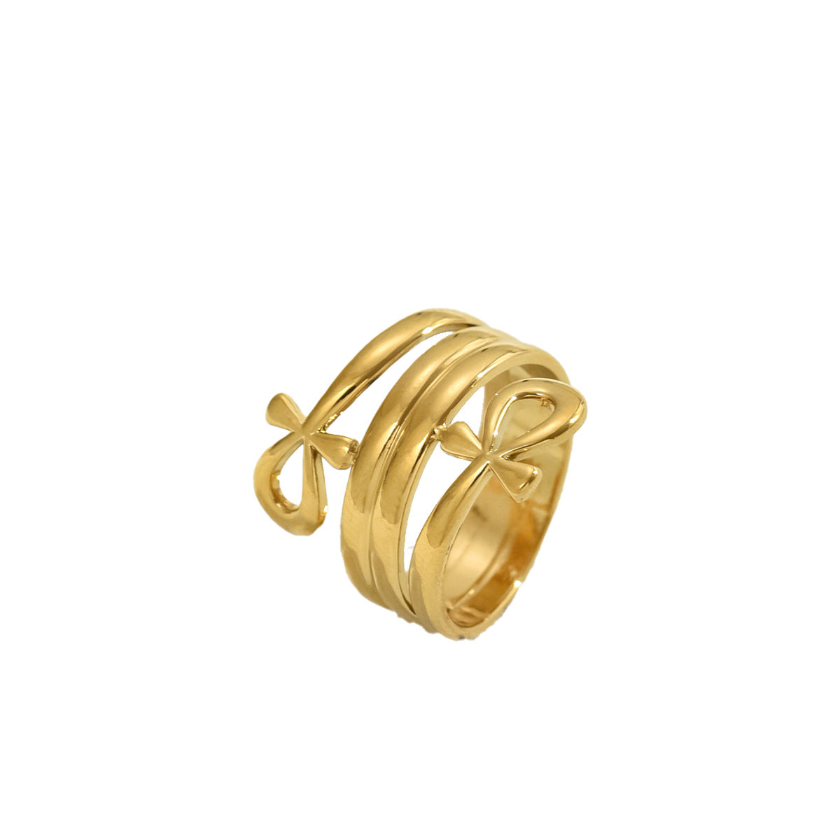Niche European American Unisex Rings, Minimal Bowknot Double Layer Design Couple Rings With Premium Texture, Fashion Daily Finger Jewelry