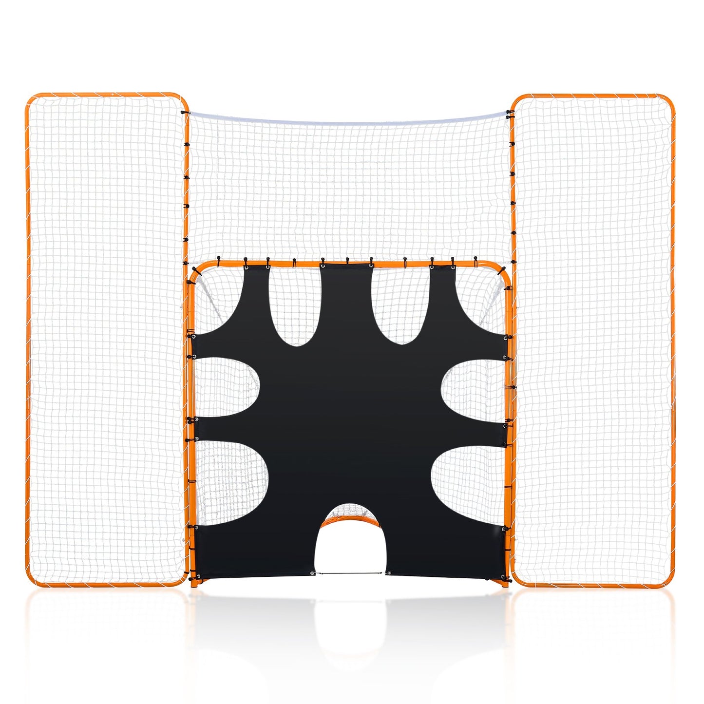 3-IN-1 Lacrosse Goal, 12x9 Ft Lacrosse Net With Backstop And Target, Quick & Easy Setup Backyard Rebounder Equipment, Steel Frame Training Nets, Suitable For Youth Adult Training, Orange