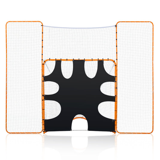3-IN-1 Lacrosse Goal, 12x9 Ft Lacrosse Net With Backstop And Target, Quick & Easy Setup Backyard Rebounder Equipment, Steel Frame Training Nets, Suitable For Youth Adult Training, Orange
