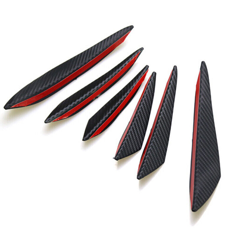 6Pcs Universal Carbon Fiber Car Front Bumper Canards Fins Spoiler Body Splitter