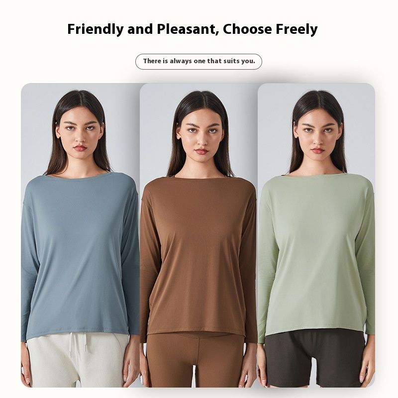Skin-friendly Nude Feel Yoga Long Sleeve Loose Casual Running Top