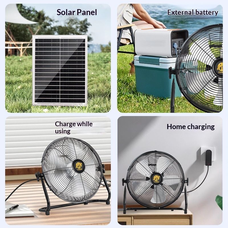 High-Wind Solar-Powered Charging Fan