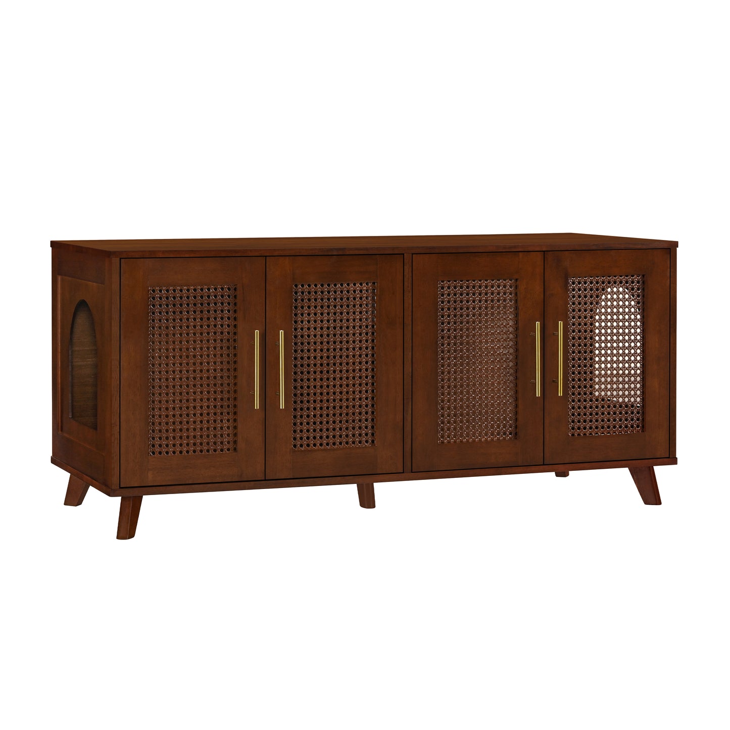 Myra Indoor Premium Rubber Wood Cat Cabinet With Cozy Cushion Stylish Hidden Pet Furniture For Modern Living Spaces