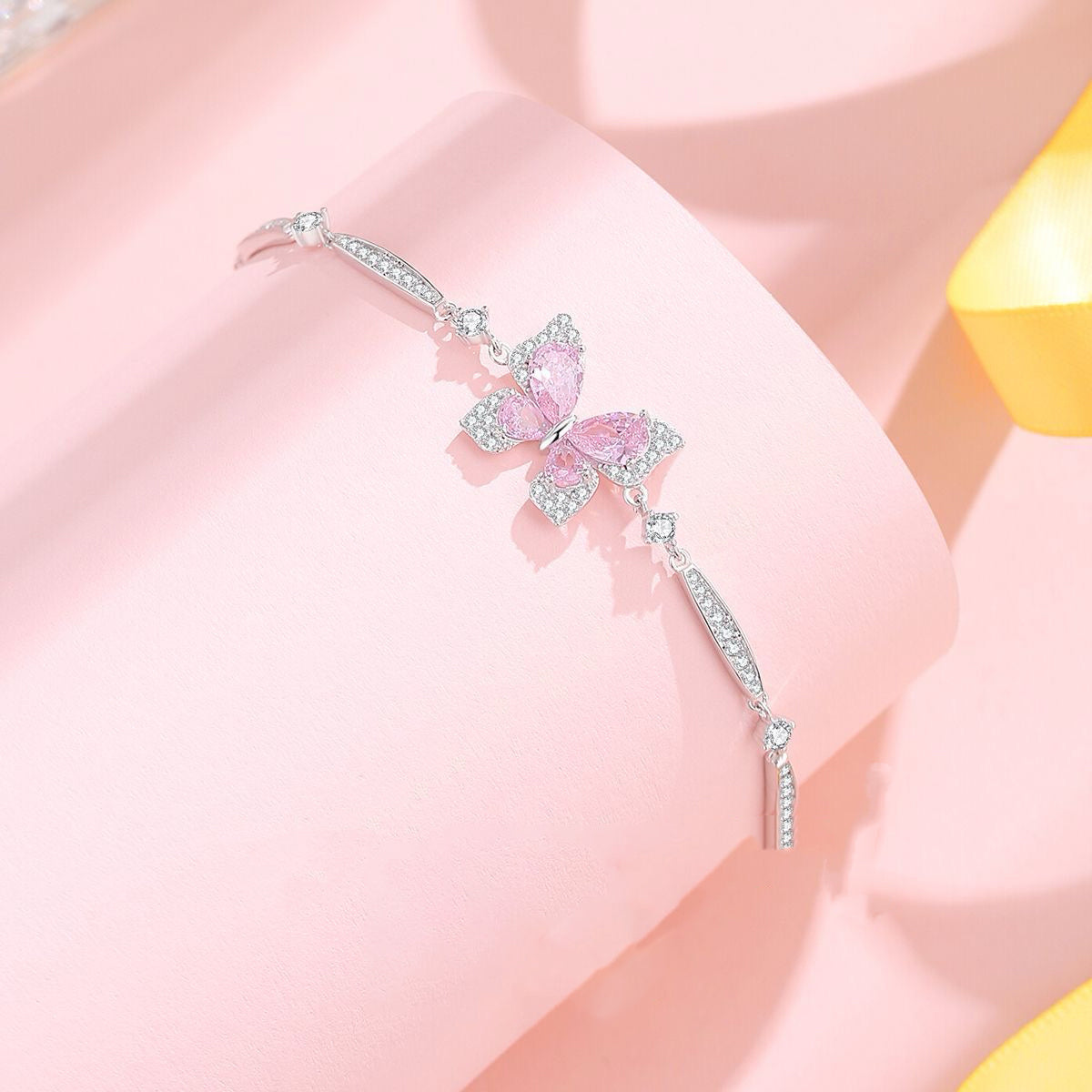 1pcs 999 Sterling Silver Sparkling Butterfly Bracelet, Elegant Dainty Style, Ideal For Birthday & Holiday Gifts