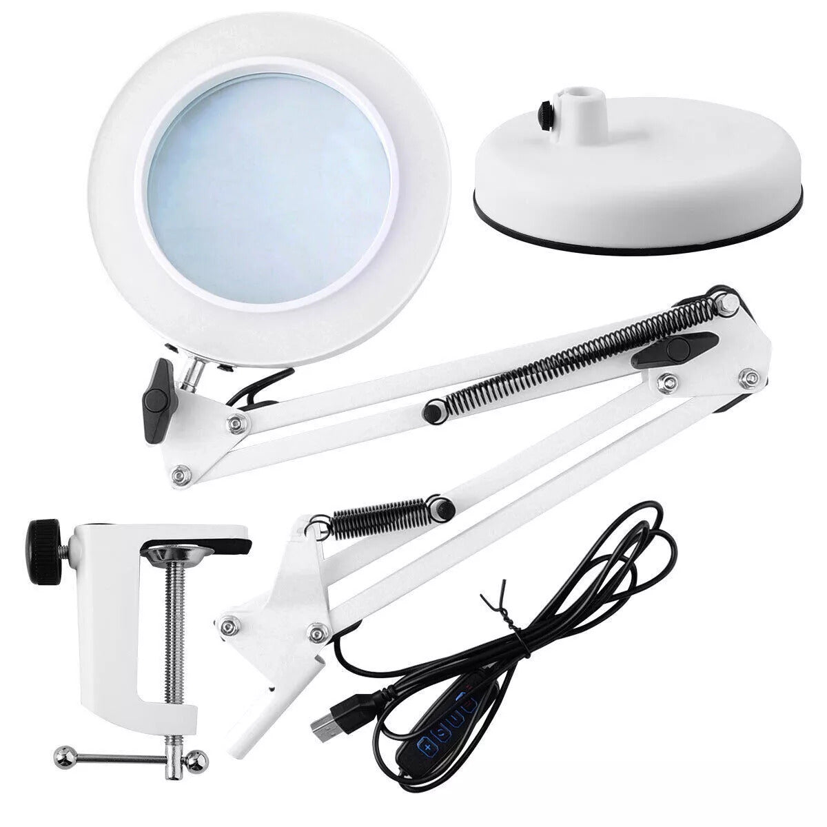 10x Magnifying Desk Lamp With LED Lighting, Including Base And Clamp