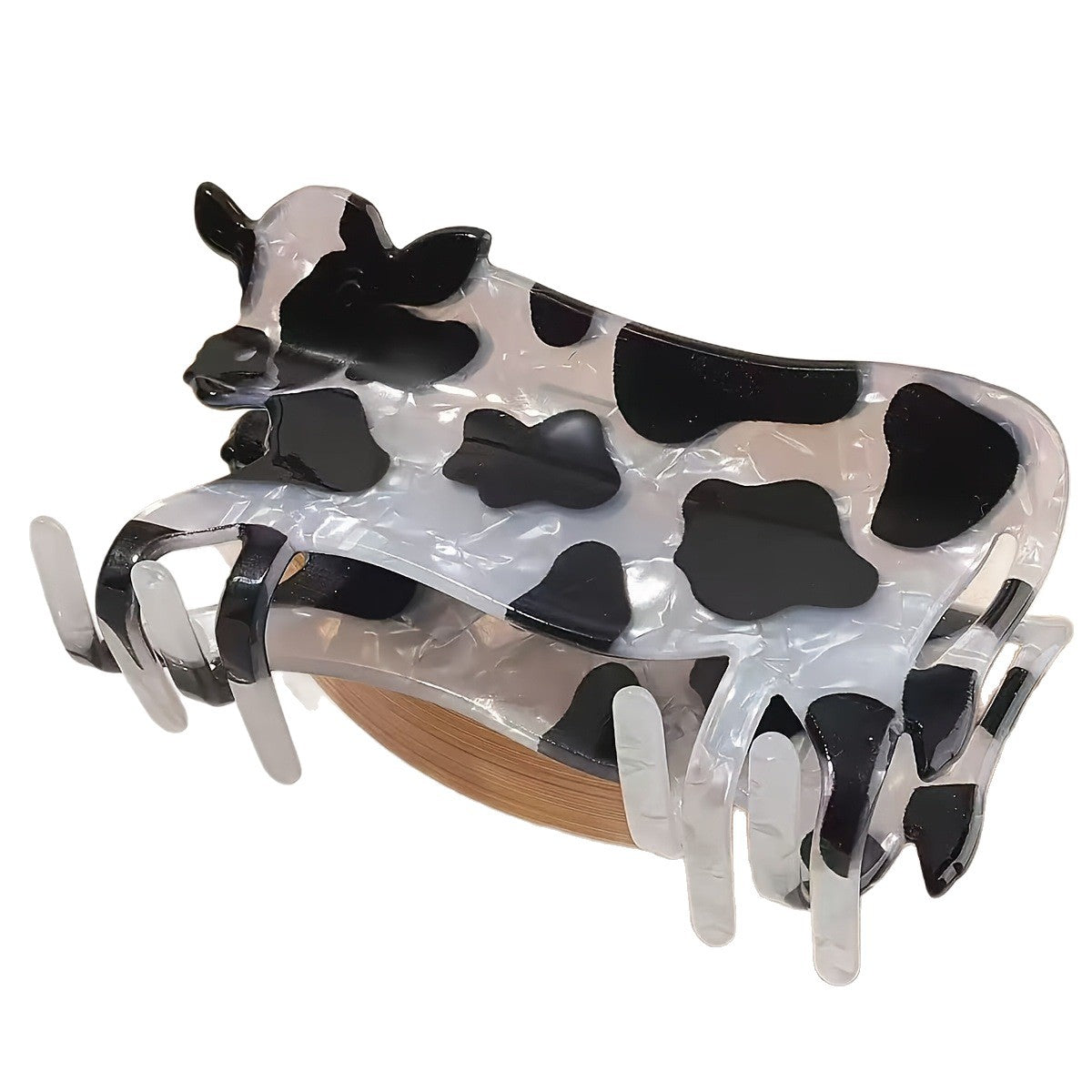 Cute Cartoon Cow Hair Clip In Black And White