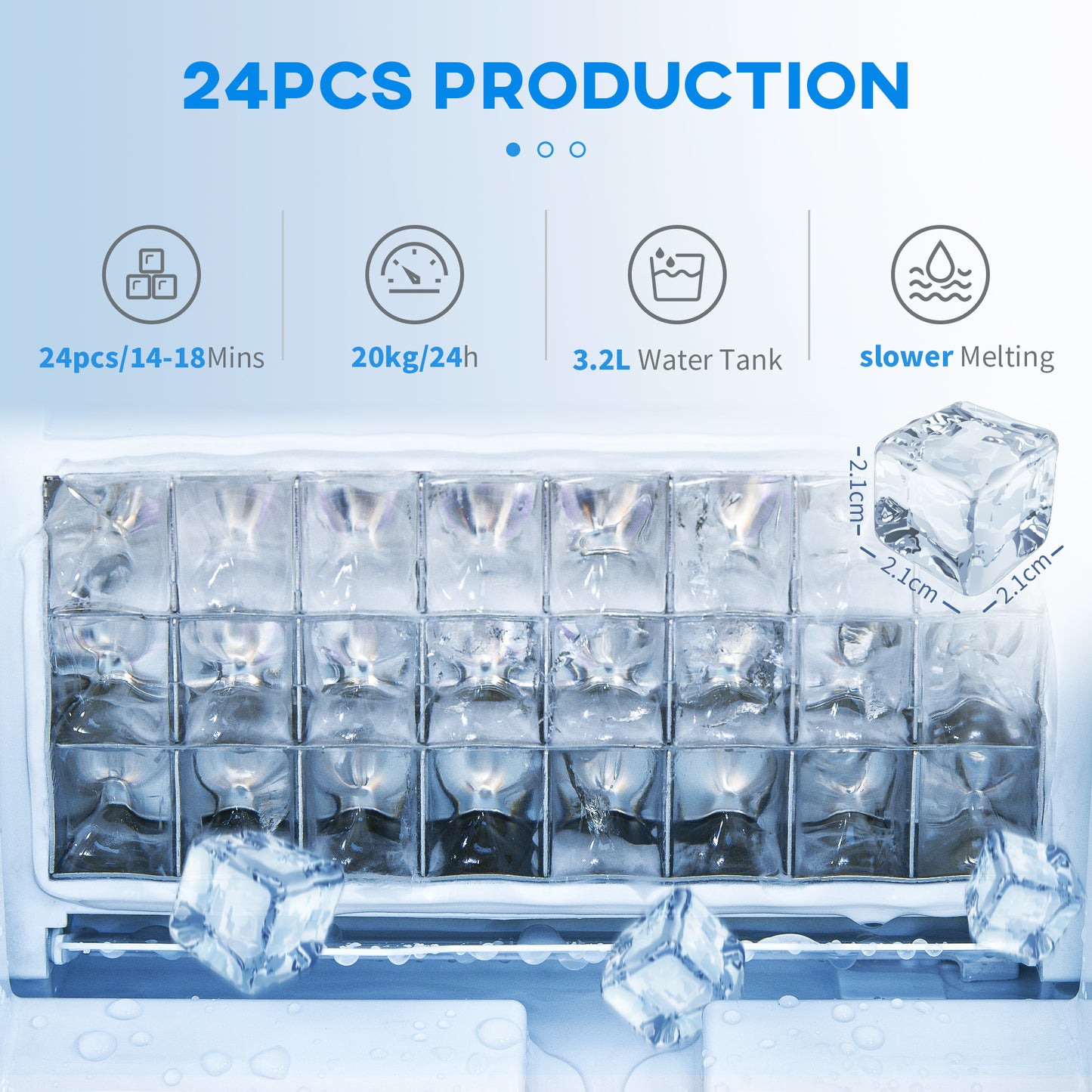 3.2L Compact Ice Machine, With LCD Screen And Accessories - Silver-Tone
