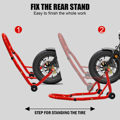Motorcycle Stand Lift 440lbs Front Rear Combo Stand Lift Stand Front Wheel Fork Stand Rear U K Fork Swingarm Spool Stand Compatible With Most   Motorcycles
