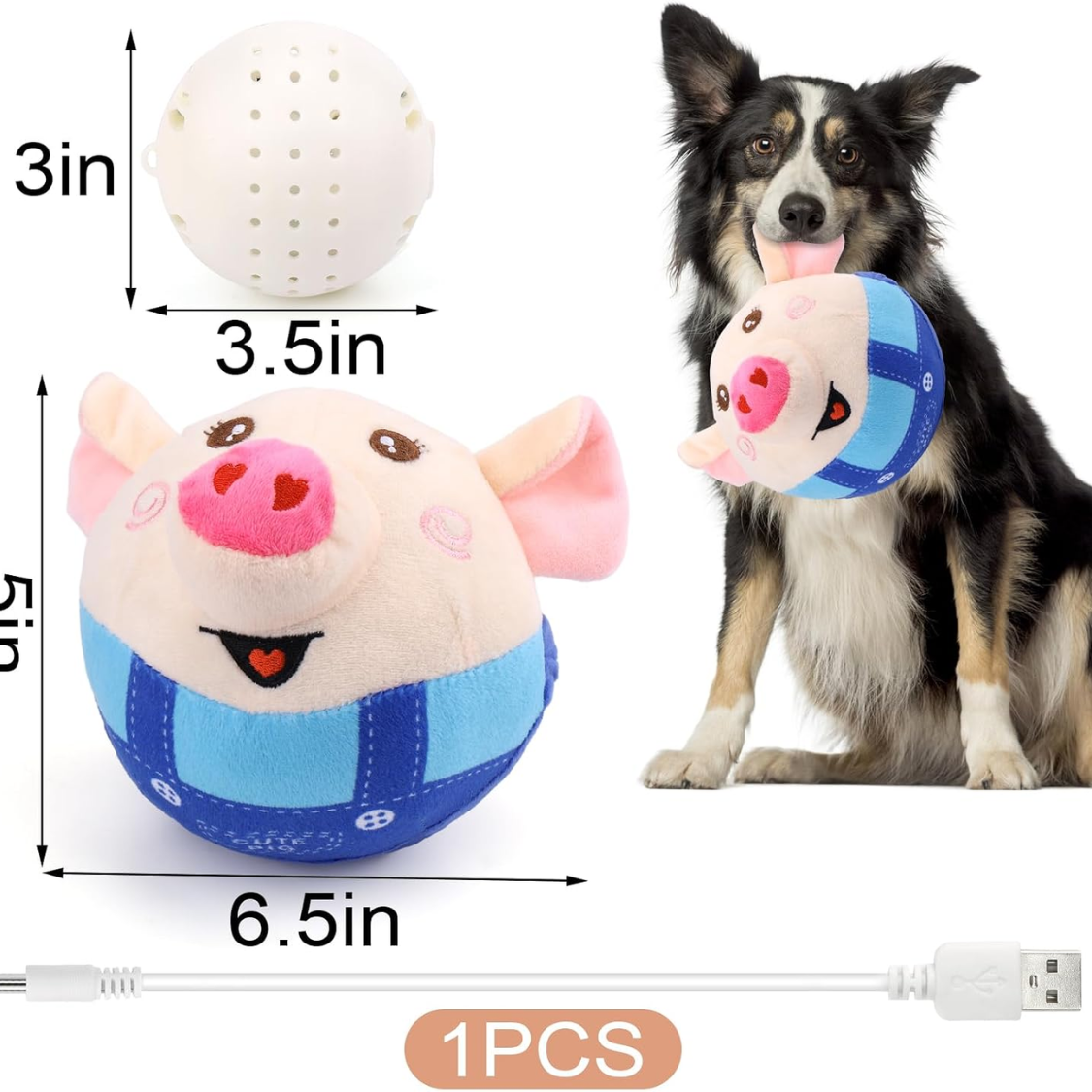 Interactive Dog Toys Pig, Jumping Squeaky Dog Toys With Recording And Music Modes, Rechargeable Moving Dog Chew Toys