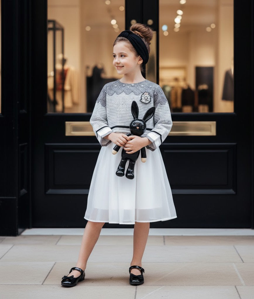 Girls Fashion Loose Fit Top & Dress Set Two-Piece Outfit - Spring