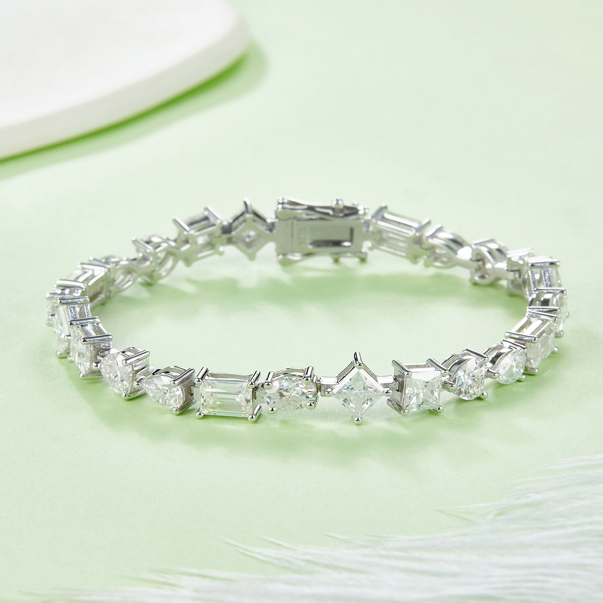 S925 Sterling Silver Mixed Cut Moissanite Tennis Bracelet D Color VVS1 GRA Certified 16-18-20cm Platinum Plated Gift Box