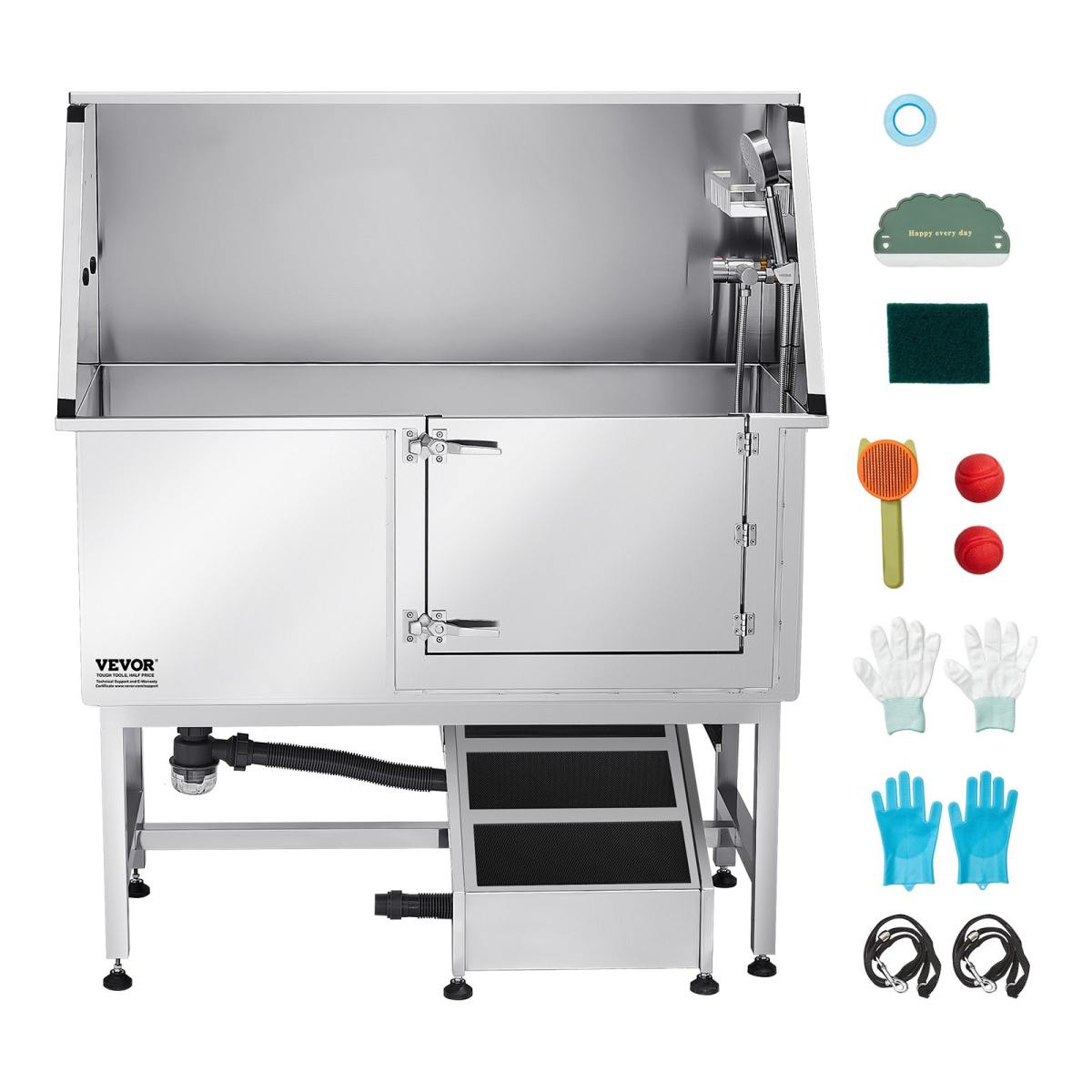 50 Inch Dog Grooming Bath Tub Stainless Steel W Ramp Water Filter